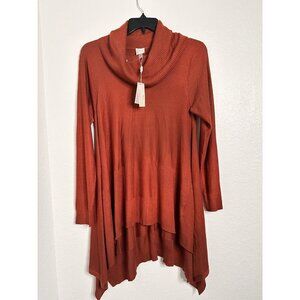 CUPIO Red Wine Cowl Neck Handkerchief Hi-Low Sweater Women's Size XL NWT